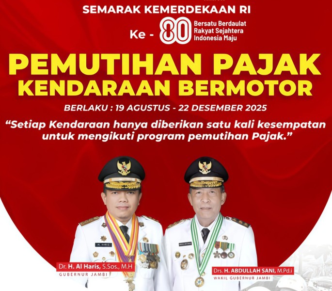 Pemprov Jambi Resmi Berlakukan Pemutihan Pajak Kendaraan Mulai 19 Agustus 2025. Berikut Syarat dan Ketentuannya