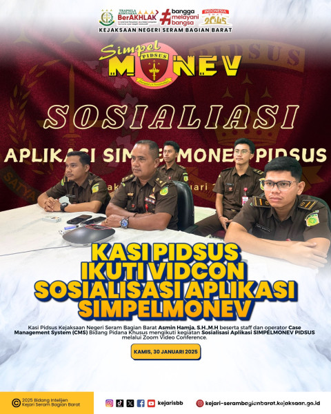 KASI PIDSUS KEJARI SBB IKUTI ZOOM SOSIALISASI APLIKASI SIMPELMONEV
