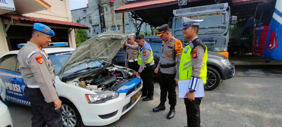 Polres Inhil Lakukan Pengecekan Kendaraan Dinas Kesiapan Pemilu