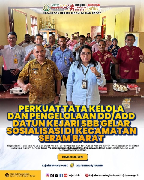 Kasi Datun Kejari SBB Gelar Sosialisasi Pendampingan Hukum Pengelolaan Dana Desa Di Kecamatan Seram Barat