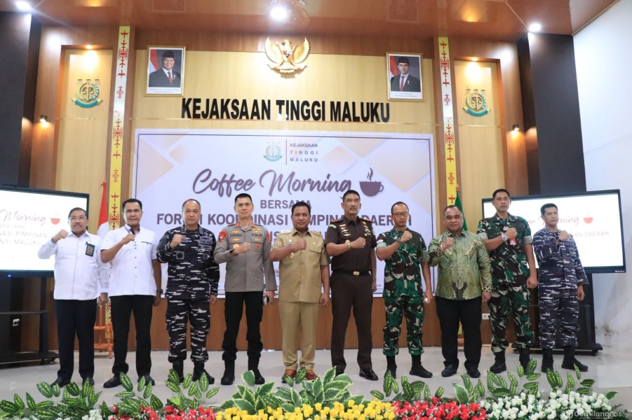 Kajati Maluku Agoes SP Sambut Forkopimda Dalam Pertemuan Coffe Morning Di Kejati Maluku