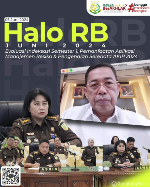 Asisten Pengawasan Kejaksaan Tinggi Riau Mengikuti Halo RB Juni 2024 bersama Wakil Jaksa Agung Dr. Sunarta secara virtual