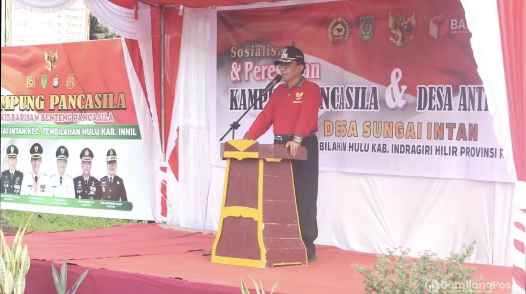 Bupati Inhil Resmikan Desa Sungai Intan sebagai Kampung Pancasila dan Mikroba Village