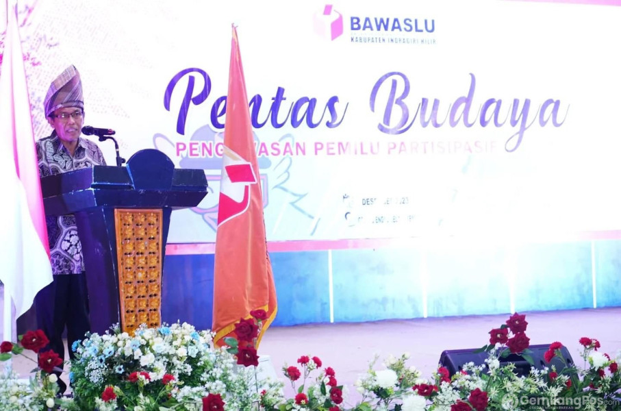 Pj Bupati Inhil Hadiri Pentas Budaya Pengawasan Pemilu Partisipatif