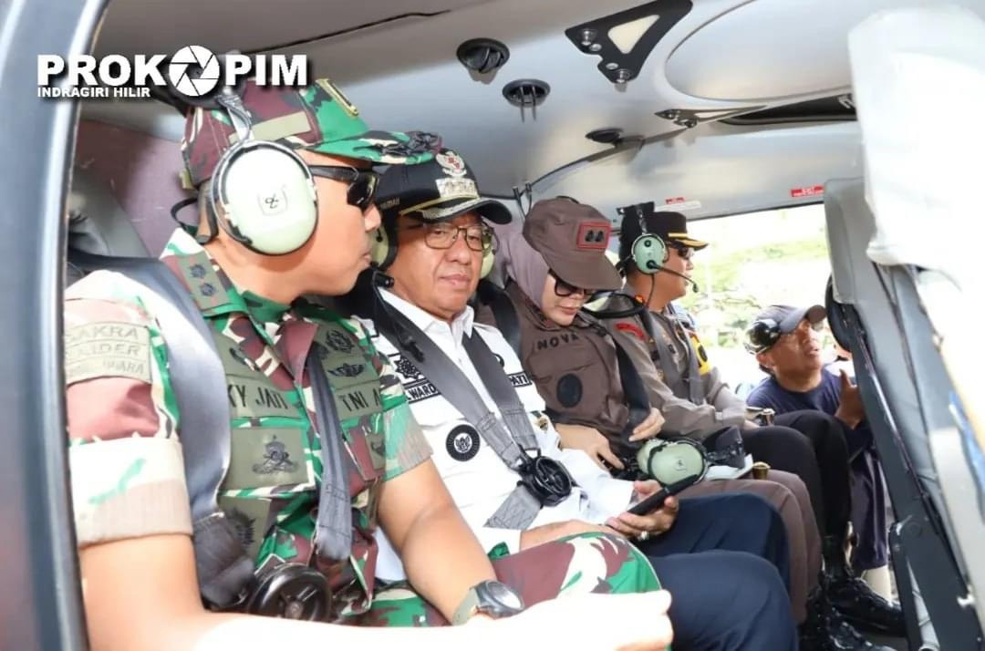 Bupati Wardan Bersama Forkopimda Pantau Wilayah dari Udara, Cegah Karhutla di Inhil
