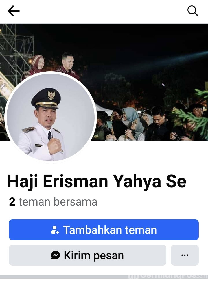 Waspada Akun Facebook Palsu Mengatasnamakan Pj Bupati Inhil