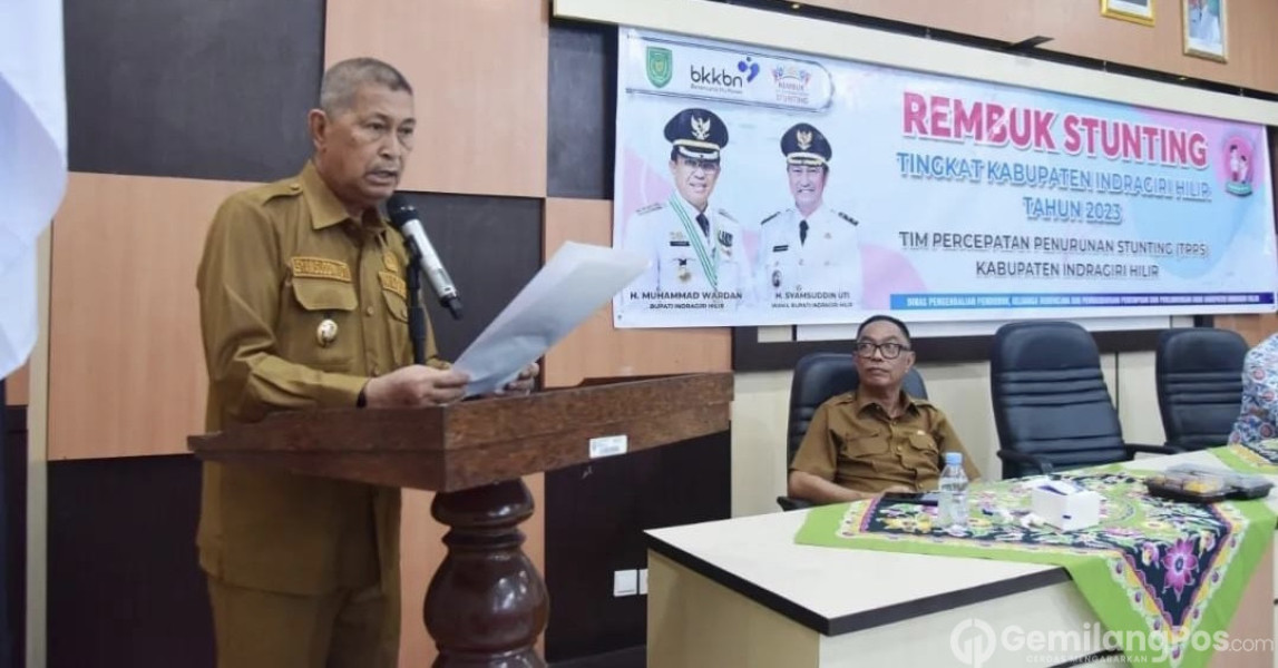 Ketua TPPS Inhil Syamsuddin Uti Tanda Tangani Komitmen Bersama Dalam Rangka Percepatan Penurunan Stunting