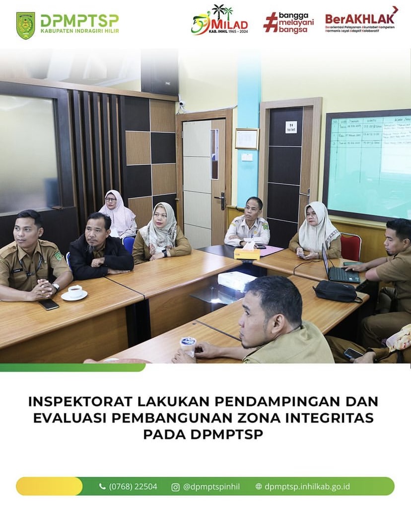 Evaluasi Pembangunan ZI, DPMPTSP Inhil Didampingi Tim dari Inspektorat