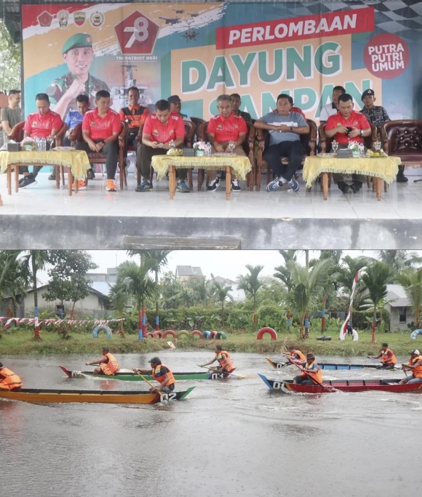 Bupati Inhil Buka Lomba Pacu Dayung Sampan Sempena HUT TNI ke-78 