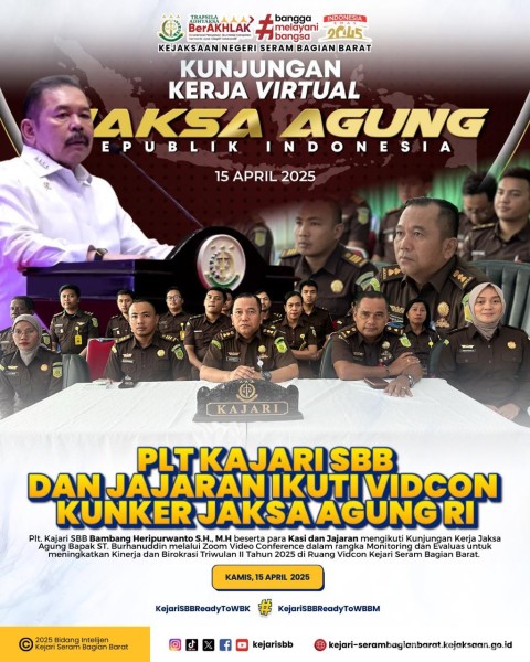 Plt. Kajari SBB dan Jajaran Ikuti Kunjungan Kerja Virtual Jaksa Agung RI