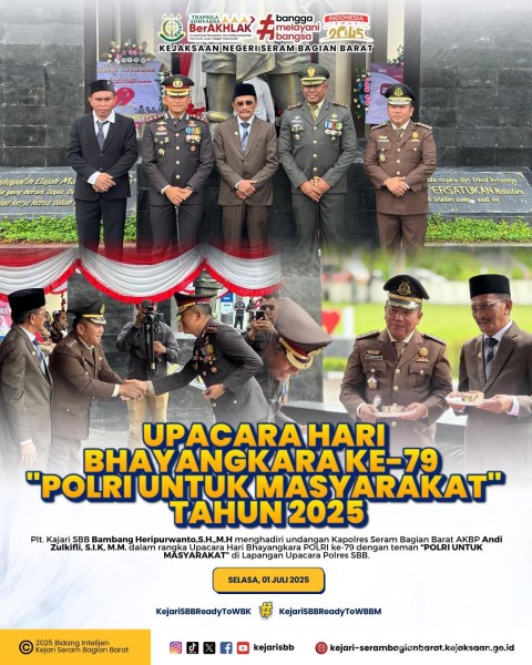Plt. Kajari Seram Bagian Barat Hadiri Upacara Hari Bhayangkara ke-79 di Polres Seram Bagian Barat
