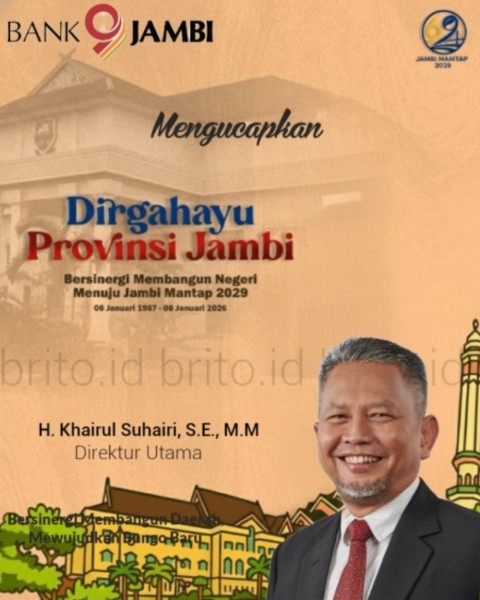 Bank Jambi Ucapkan Selamat HUT ke-69 Provinsi Jambi, Tegaskan Komitmen Bersinergi Menuju Jambi Mantap 2029