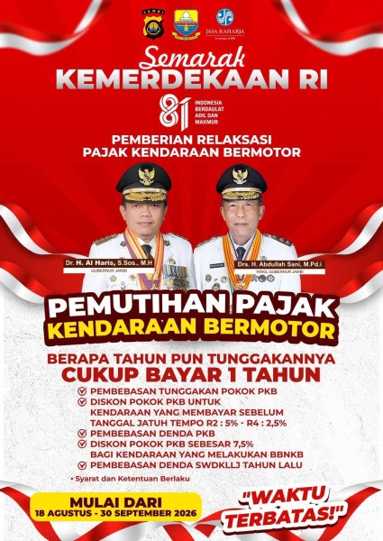 Menulis  Pemutihan Pajak Kendaraan Jambi Dimulai 18 Agustus, Tunggakan Bertahun-tahun Cukup Bayar Satu Tahun