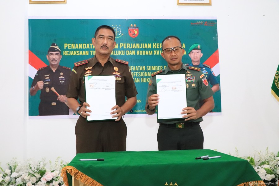 PENANDATANGAN PERJANJIAN KERJASAMA KEJAKSAAN TINGGI MALUKU BERSAMA KODAM XV/PATTIMURA