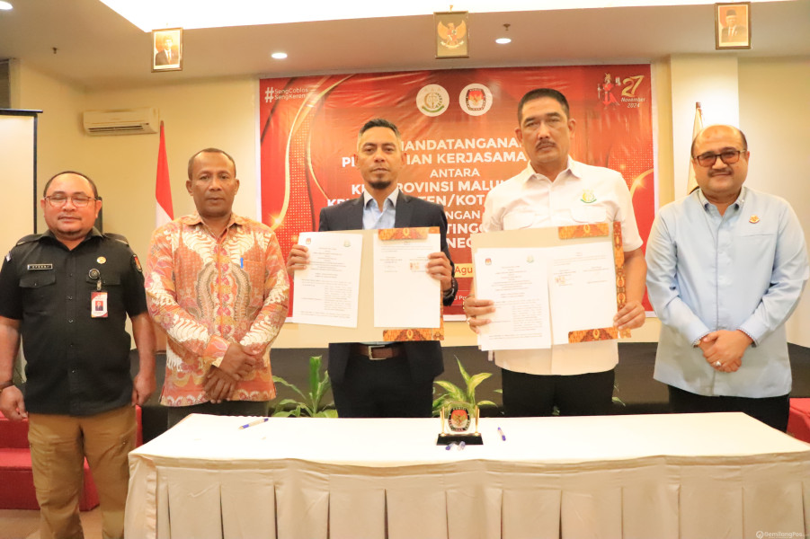 KEJATI MALUKU TANANDATANGANI KERJA SAMA DENGAN KOMISI PEMILIHAN UMUM SE PROVINSI MALUKU