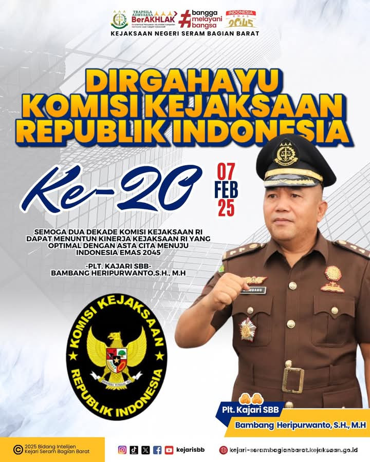 Plt. Kajari SSB Bambang Heripurwanto Mengucapkan Selamat Dirgahayu Komisi Kejaksaan RI ke- 20