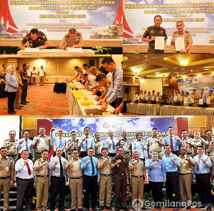 Kejati Riau Lakukan Penandatanganan Perjanjian Kerjasama dengan Kanwil BPN Provinsi Riau