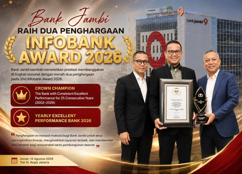 Bank Jambi Sabet Dua Penghargaan Bergengsi Infobank 2026, Raih Predikat Crown Champion 25 Tahun Berturut-turut