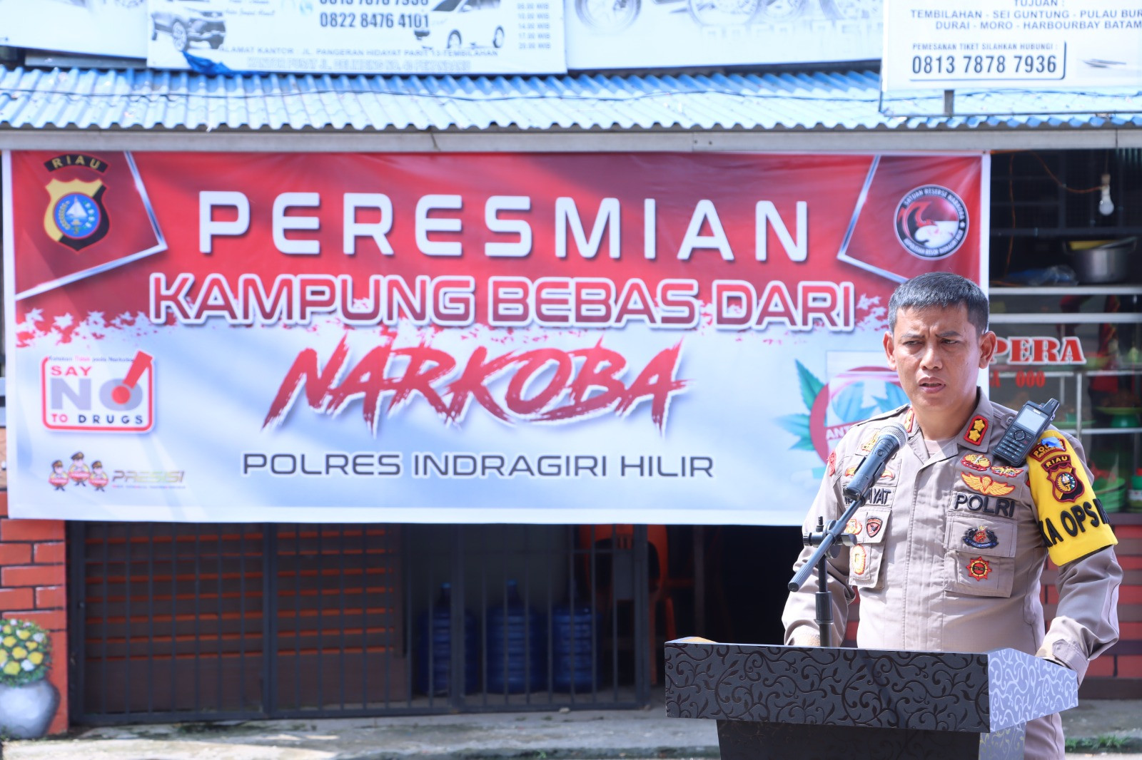 Perang Terhadap Narkoba, Kapolres Inhil Resmikan Kampung Bebas Dari Narkoba