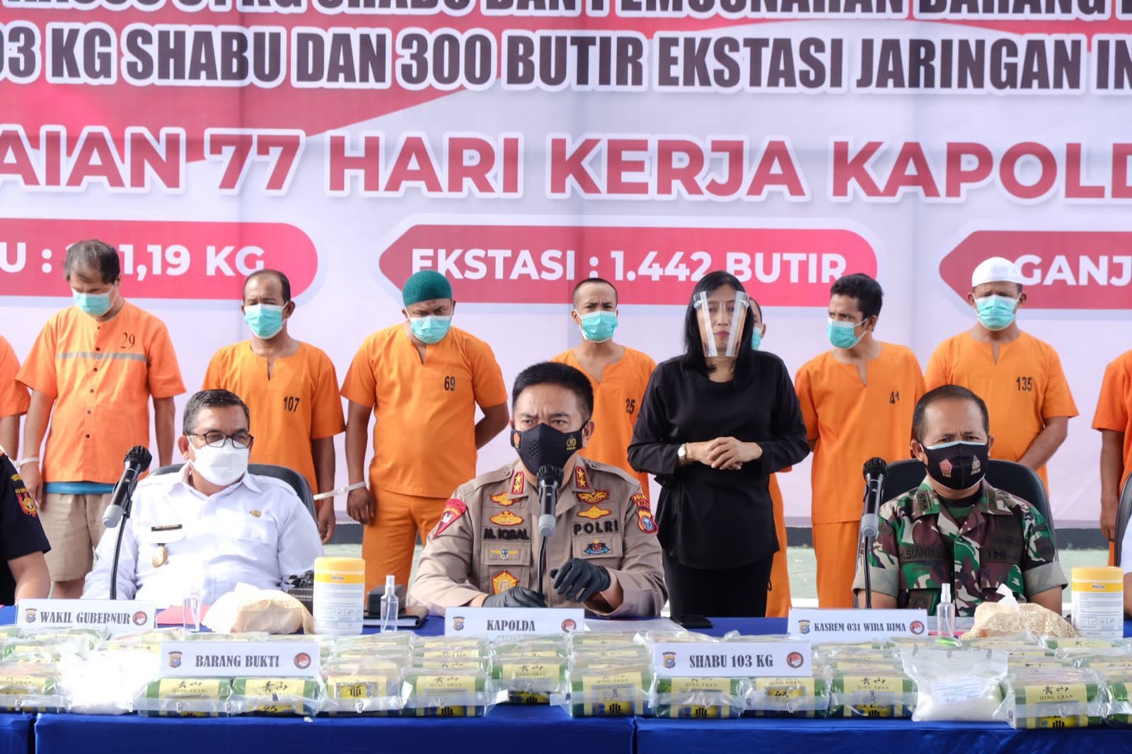 Polda Riau Ringkus 3 Tersangka, 61 Kg Sabu Diamankan.