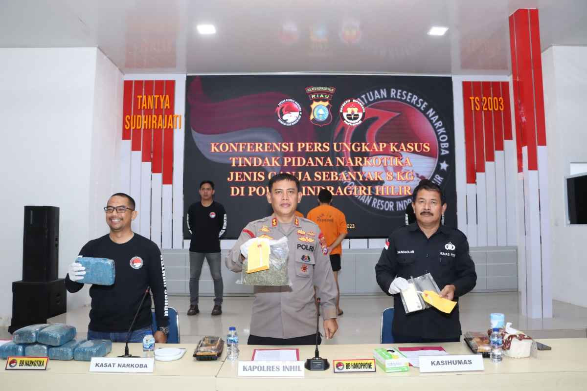Polres Inhil Ungkap Peredaran 8 Kg Ganja dan 2,26 Gram Sabu