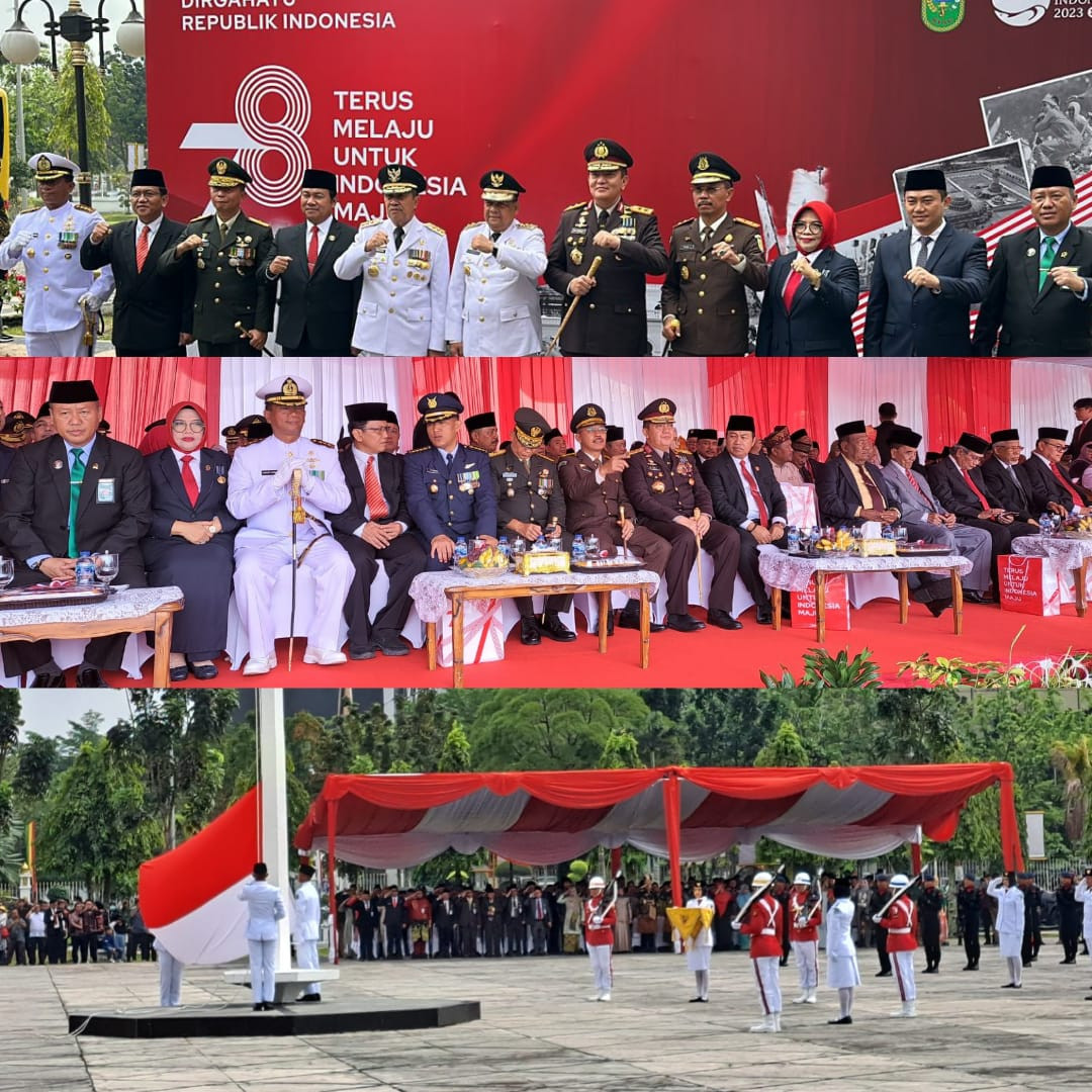 Kepala Kejaksaan Tinggi Riau Menghadiri Upacara Pengibaran Bendera Merah Putih dalam rangka Peringatan Hari Ulang Tahun Ke-78 Kemerdekaan RI Tahun 2023