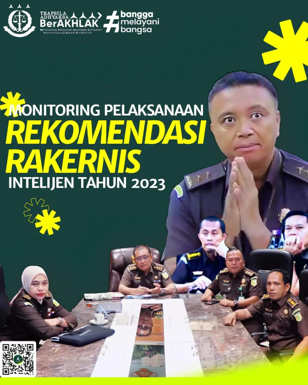 Kasi A, Kasi E dan Kasi Penkum Kejati Riau Mengikuti Monitoring Pelaksanaan Rekomendasi Rakernis Intelijen 2023