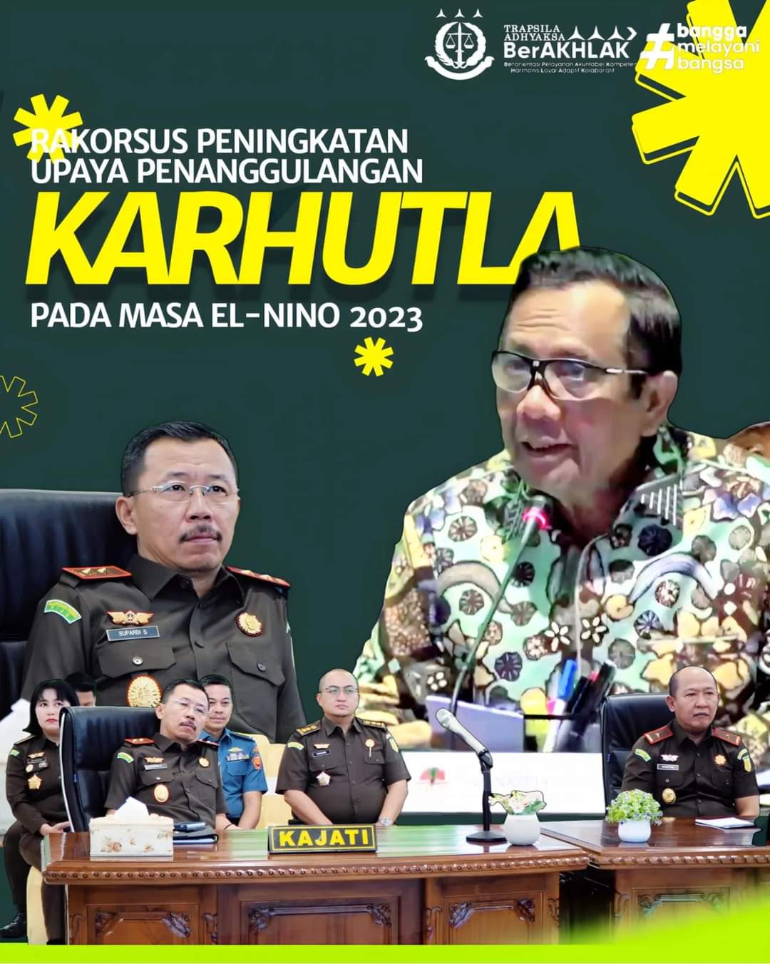 Kepala Kejaksaan Tinggi Riau mengikuti kegiatan Rapat Koordinasi Tentang Peningkatan Upaya Penanggulangan Karhutla pada Masa El-Nino 2023 secara virtual