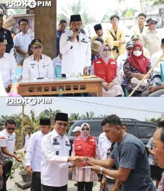 Kunjungi Korban Kebakaran di Desa Sencalang, Bupati Inhil Bersama Ketua PMI Serahkan Bantuan
