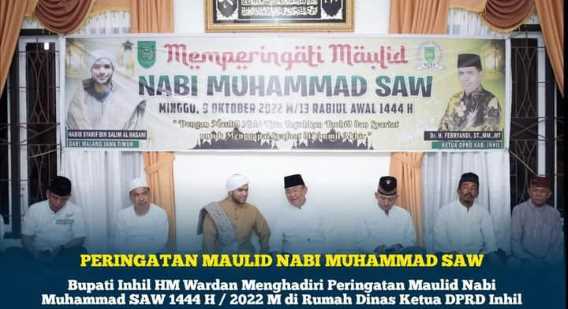 Bupati HM.Wardan Hadiri Peringatan Maulid Nabi Muhammad SAW di Rumah Ketua DPRD Inhil