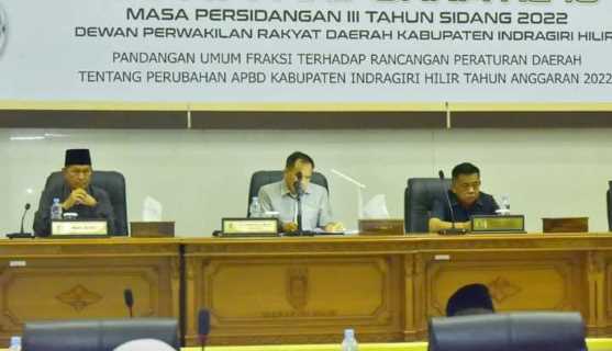 Wabup Inhil H.Syamsuddin Uti Hadiri Paripurna Ke-16 MP III TH 2022 tentang Perubahan APBD TH 2022.