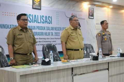 Bupati Indragiri Hilir membuka sosialisasi Peningkatan Penggunaan Produk dalam Negeri (P3DN) di Kabupaten Indragiri Hilir tahun 2022.