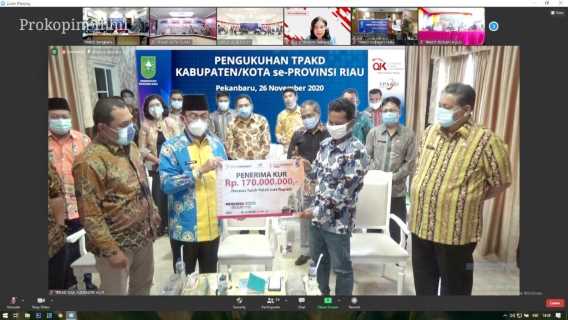 Pengukuhan TPKAD Secara Virtual, Bupati HM.Wardan Serahkan KUR Ke UMKM Desa Pulau Indah