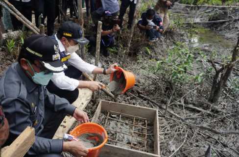 Bupati Inhil Dampingi Gubernur Riau Peletakan Batu Pertama Di Relaksasi Pembangunan Rumah Layak Huni Tanah Merah