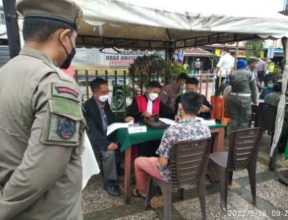 Satpol PP Inhil bersama Stakeholder Terkait Giat Yustisi Pelanggar Prokes