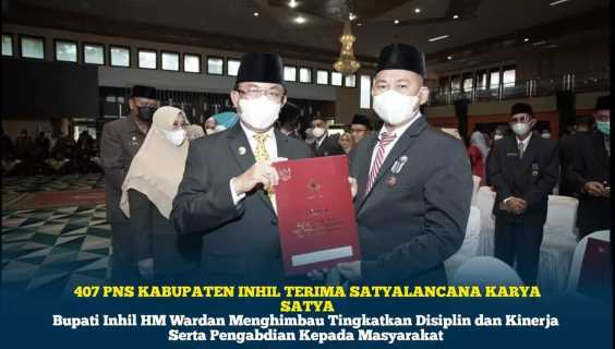 407 PNS di Inhil Terima Satyalancana Karya Satya, ini Himbauan Bupati Wardan