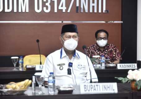 Wabup H.Syamsuddin Uti bersama Unsur Pimpinan Forkopimda Inhil, Vidcon Dengan Panglima TNI dan Kabakharkam Polri