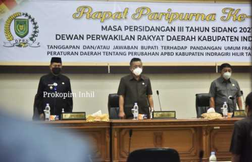 Wakil Bupati H.Syamsuddin Uti Sampaikan Tanggapan Terhadap Pandangan Umum Fraksi-Fraksi Terhadap Penyampaian Nota APBD P T.A 2021